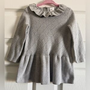 H&M Girls Light Gray Knit Ruffled Dress